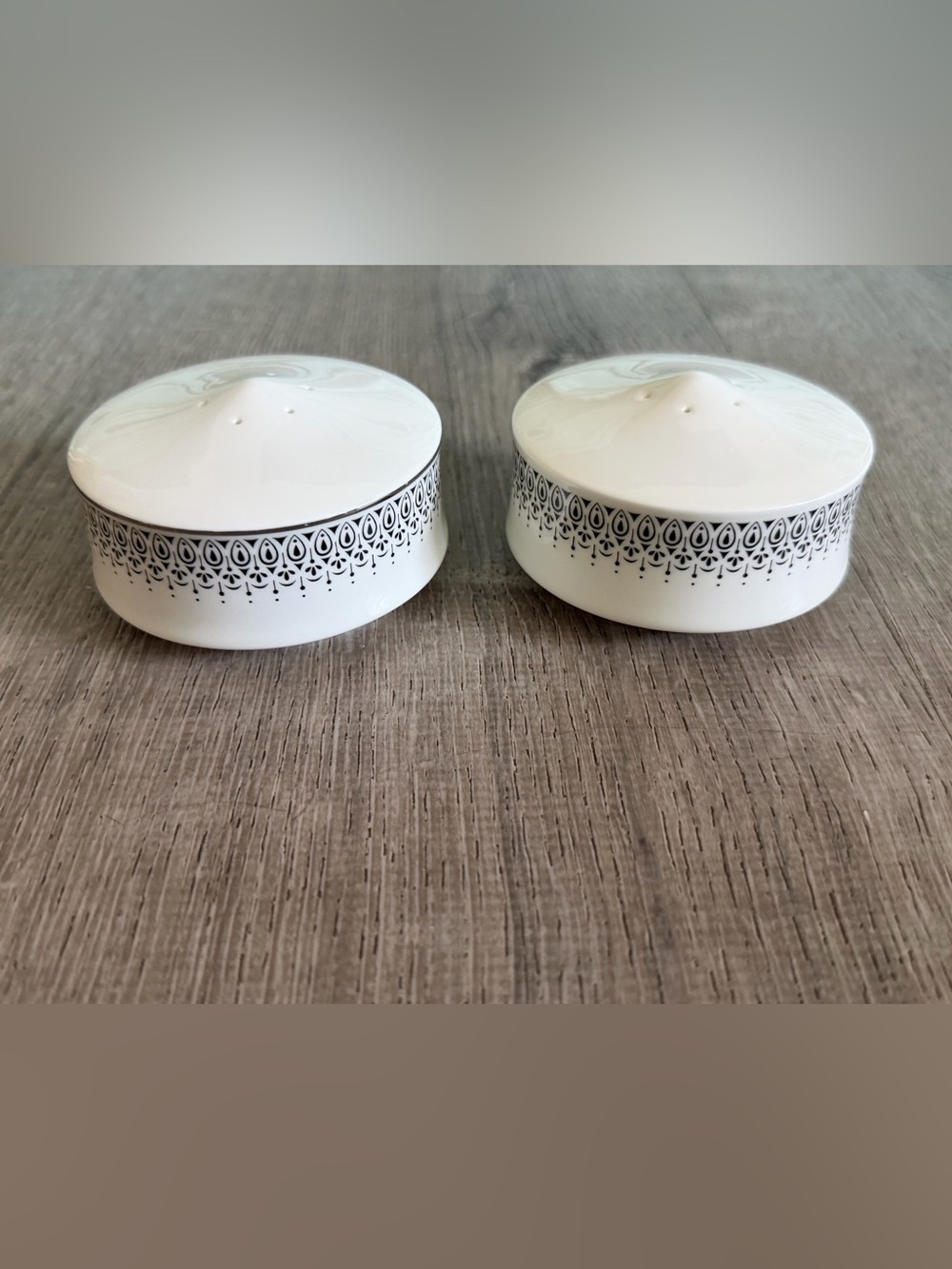Mikasa Cumberland Bone China MCM Salt & Pepper Shakers with Decorative Band